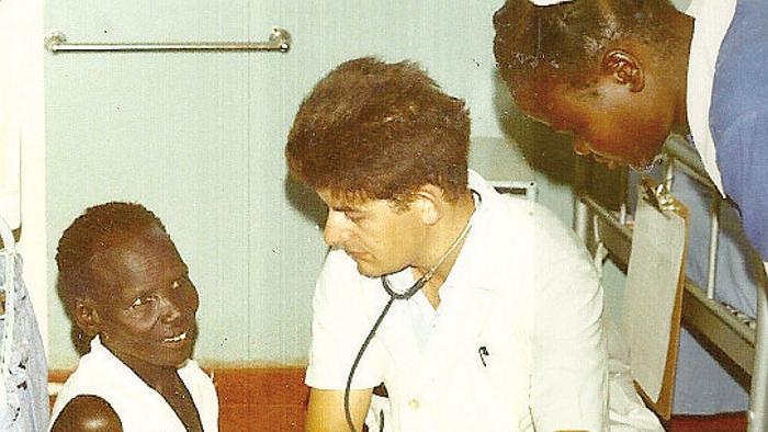 Gianluigi Rho al Saint Kizito Hospital di Matany in Uganda, da lui aperto con la moglie Mirella Capra nel ’70